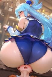 1boy 1girls ai_generated aqua_(konosuba) aqua_pose ass ass_focus ass_in_face ass_on_face below_view big_ass big_breasts big_butt bimbo bimbo_body blue_eyes blue_hair bubble_ass bubble_butt butt_focus cunnilingus exposed exposed_ass face_in_ass face_on_ass facesitting fat_ass female femdom from_behind from_below hair_ornament high_resolution highres huge_ass juicy_butt kono_subarashii_sekai_ni_shukufuku_wo! long_hair panties plump_ass rear_view renitsut satou_kazuma short_hair solo solo_female squat squatting squatting_position stable_diffusion thick thick_ass thick_butt thick_hips thick_legs thick_thighs thighs white_skin wide_hips