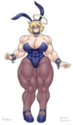 abs bunnysuit huge_breasts muscular_female original_character sheepapp thick_thighs