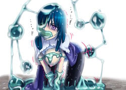 blue_hair breasts female goo isutasshu@bangohan monster purple_eyes slime slime_monster