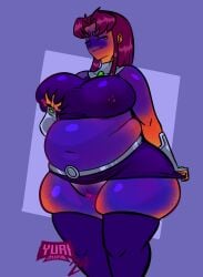 big_breasts blueberry_inflation breasts dc_comics female huge_breasts inflation lactating lactation pussy skin_turning_blue starfire tagme teen_titans thick_thighs wide_hips yurisylentra