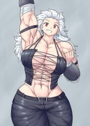 abs dorohedoro large_breasts muscular_female noi_(dorohedoro) red_eyes sheepapp