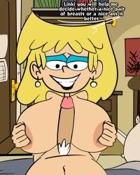 banmondragon big_breasts big_penis lincoln_loud lori_loud partial_male the_loud_house titjob yellow_hair