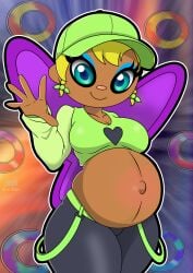 1girls anthro arrowdark butterfly green_eyes hat linda_the_butterfly looking_at_viewer outie_navel pregnant ready_to_pop samba_de_amigo sega smile solo solo_female tagme wings