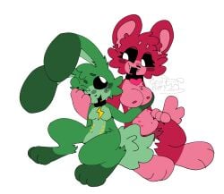 2girls anthro bobby_bearhug breasts critters_(poppy_playtime) furry furry_only hoppy_hopscotch hoppy_hopscotch_(poppy_playtime) no_humans poppy_playtime poppy_playtime_(chapter_3) purinpuppy smiling_critters tagme yuri