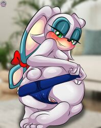 absurd_res anthro archie_comics ass breasts brush carrotia_the_rabbit carrotia_the_rabbit_(archie_sonic) carrottia_(sonic) clothing clothing_aside feet female fingers fur genitals green_eyes hand_on_butt hand_on_chest hi_res lagomorph leporid long_ears looking_at_viewer looking_back looking_back_at_viewer mammal multicolored_body multicolored_ears nipples panties panties_aside pussy rabbit scut_tail sega short_tail sirjzau smile smiling_at_viewer solo sonic_(series) sonic_the_hedgehog_(archie) sonic_the_hedgehog_(comics) sonic_the_hedgehog_(series) tail toes underwear underwear_aside white_body white_fur