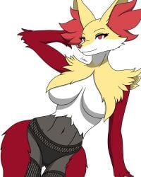 big_breasts breasts cleavage darexer delphox female furry lingerie pokemon pokemon_(species) tagme thick_thighs wide_hips