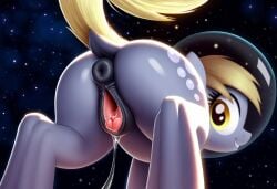 ai_generated animal_genitalia animal_pussy anus ass blonde_hair cutie_mark derpy_hooves dock equid equine equine_genitalia equine_pussy friendship_is_magic fur grey_body grey_fur hair hasbro horse mammal my_little_pony pegasus pony pussy quadruped solo tail yellow_eyes