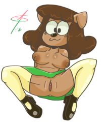 :3 anthro anus breasts breasts_out brown_fur brown_hair canine canine_pussy carla_(ok_k.o.!_lbh) cartoon_network cute female fur ican-t-get-no-satisfaction legs_held_open long_hair long_socks mammal nipples ok_k.o.!_let's_be_heroes pussy shoes spread_legs thick_thighs vagina