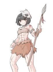 cavewoman cubone jungle loincloth muscular_female pokemon pokemon_(species) sheepapp skull small_breasts spear tarzan tattoo tribal