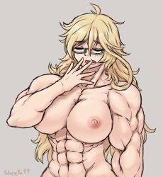 abs blonde_hair glasses muscular_female original_character sheepapp sophie_(sheepapp)