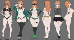 alternative_universe big_breasts cameltoe casual clothing human impossible_bodysuit impossible_clothes nude nude_female orange_hair outfit_variant pale_skin persona persona_5 phantom_thief_suit red_head sakura_futaba sketch tagme thick_thighs wankofool