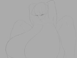 1girl armpit big_breasts condom condom_wrapper curvy exposed gattito gattitokitty7 huge_breasts hyper hyper_breasts imminent_sex komi-san_wa_komyushou_desu komi_shuuko large_breasts looking_at_viewer mature_female milf mommy nude nude_female sagging_breasts short_hair sketch tagme thighs tomboy voluptuous