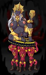 big_breasts breasts cave chubby crown dark_elf demien female flaccid foreskin genital_piercing goblet horn huge_breasts male nipple_piercing nipples nude penis piercing pussy slave uncircumcised uncut