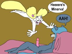 animaniacs anthro bed breasts dive heat in_heat minerva_mink mink nipples nude penis pounce wilford_wolf