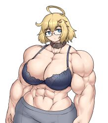 abs big_breasts chocker glasses huge_breasts muscular_female original_character sheepapp sophie_(sheepapp)