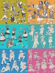 absurdres alternate animal chair collared double feline frills highres invisible legs maid musical non-web_source one standing