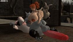 1boy 3d 3futas 4_fingers 4_toes absurdly_large_cock anal_sex anthro anthro_on_anthro anthro_penetrated anthro_penetrating anthro_penetrating_anthro ass_to_ass big_areola big_ass big_breasts big_nipples big_penis crossover cum_inflated_belly death_(puss_in_boots) disney double_anal double_penetration dreamworks face_fucking foursome futa_on_male futanari grey_fur hung_bottom hung_futa hyper hyper_penis inflation interspecies josh-u4 judy_hopps large_breasts large_penis male male_penetrated nipples officer_flint_(foretbwat) on_back original_character paws pointy_ears ponytail puss_in_boots_the_last_wish rabbit rat shortstack shortstack_futa source_filmmaker thick_ass thick_thighs white_fur wolf zootopia