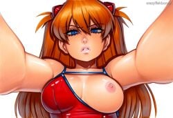 2025 ai_generated artist_name blue_eyes breasts crazyfishbones female long_hair looking_at_viewer neon_genesis_evangelion orange_hair solo souryuu_asuka_langley white_background