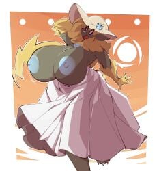 aurora_(nbanoob) big_breasts breasts cleavage female furry ginblade huge_breasts nipples pokemon pokemon_(species) tagme thick_thighs wide_hips zeraora