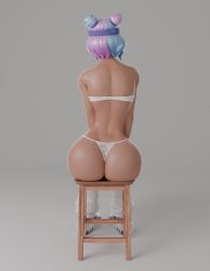 3d 3d_(artwork) ass back_view big_ass blue_hair blue_hair_female boozeshroom bra clothed clothed_female clothing female female_focus female_only fortnite hourglass_figure hourglass_figured_female huge_breasts leelah_(fortnite) leg_warmers legwear looking_forward multicolored_hair panties partially_clothed partially_clothed_female pink_hair pink_hair_female shiny shiny_skin shoes sitting_on_chair sitting_on_stool solo solo_focus stool stool_(chair) thick_thighs unfinished voluptuous voluptuous_female