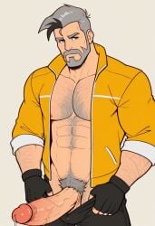 ai ai_generated bara big_penis civitai creature_commandos daddy dc dc_comics dcu dilf gay hairy_male huge_cock large_penis male male_focus male_only muscular muscular_male rick_flag_sr solo_male