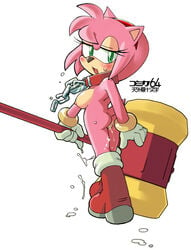 1girls amy_rose anthro anus ass breasts chained collar cum cum_inside cumdrip error exposed_torso female footwear fur furry furry_only half-closed_eyes hammer handwear handwear_and_footwear_only hedgehog looking_back neckwear piko-piko_hammer piko_piko_hammer pink_fur pussy sega sonic_(series) sonic_the_hedgehog_(series) straight_hair tojyo weapon wristwear