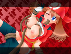 1girls breasts fellatio female forced_oral human human_only may_(pokemon) nintendo oral pokemon pokemon_rse rape red_bandana sandalnyan straight_hair tentacle