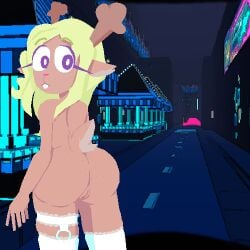 anthro ass ass_focus blonde_female blonde_hair brown_fur deer deer_antlers deer_ears deer_girl deer_tail deltarune focus_on_ass furry furry_female lingerie_only noelle_holiday pussy undertale undertale_(series) video_game_character