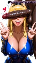 1boy 1girls 2025 ai_generated artist_name balls big_breasts big_chest black_cock black_male blindfold blonde_hair breasts bust busty chest cleavage clothed_female_nude_male cock covered_eyes cum dark_skin dick electroworld erection female hi_res high_quality high_resolution highres large_breasts league_of_legends luxanna_crownguard male male_pubic_hair patreon patreon_username penis penis_awe penis_on_face precum pubic_hair riot_games solo_focus stable_diffusion straight testicles tongue tongue_out trembling twitching_penis uncensored v w watermark