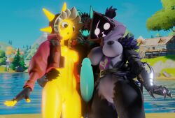 2025 3d_(artwork) 5_fingers absurd_res areola bear big_breasts big_penis black_body black_eyes blue_penis blush breasts canid canine canis cerberus_(fortnite) clothing dark_body dark_fur digital_media_(artwork) elemental_creature elemental_humanoid epic_games female fingers fortnite fur genitals glowing glowing_body glowing_eyes glowing_genitalia glowing_mouth glowing_nose glowing_penis group hi_res hood humanoid jacket looking_at_genitalia looking_at_penis male male/female mammal mrd3mo multicolored_body multicolored_fur navel nipples open_mouth orange_areola penis purple_areola purple_body purple_fur pussy raven_team_leader sunspot_(fortnite) topwear trio wolf yellow_body