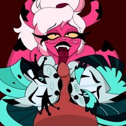 3girls ahegao ahegao_face cock edited edited_art female glam_(helluva_boss) glam_sisters_(helluva_boss) glitz_(helluva_boss) helluva_boss licking_penis penis sucking_penis tagme tagme_(artist) tagme_(character) verosika_mayday_(helluva_boss)