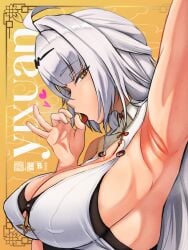 armpits big_breasts holy_b._bob looking_at_viewer tounge_out yixuan_(zenless_zone_zero)