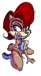 2d :d anthro archie_comics artist_request ass boots breasts chipmunk color drooling female female_only furry ground_squirrel jacket kayona_kim kneeling lowres mammal mobian_(species) pussy_juice rodent sally_acorn sega sonic_(series) sonic_satam sonic_the_hedgehog_(archie) sonic_the_hedgehog_(comics) sonic_the_hedgehog_(series) straight_hair tongue white_background