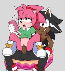 amy_rose bottomless cell_phone cellphone classic_amy_rose cowgirl female hedgehog keiph_the_tenrec male male/female platform position reverse_cowgirl