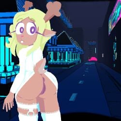 anthro anus ass ass_focus blonde_female blonde_hair brown_fur clothed deer deer_antlers deer_ears deer_girl deer_tail deltarune equine_genitalia equine_pussy focus_on_ass furry furry_female lingerie noelle_holiday undertale undertale_(series) video_game_character