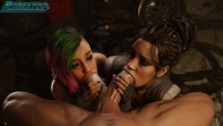 1boy 2_penises 2girls 3d big_ass big_breasts blowjob breasts brown-skinned_female brown_body brown_skin bust busty cd_projekt_red curvaceous curvy curvy_figure cyberpunk cyberpunk_(series) cyberpunk_2077 dark-skinned_female dark_skin fellatio female handjob hips hourglass_figure huge_ass judy_alvarez large_ass large_breasts legs light-skinned_female light_skin male male/female mature mature_female mature_male oral outercourse panam_palmer robaatoo slim_waist threesome voluptuous waist wide_hips