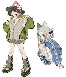 animal blonde_hair braided collared feline food highres non-web_source one pleated sweater