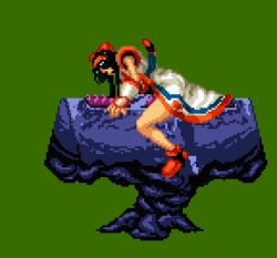 1girls 2d 2d_animation animated black_hair defeated gif green_background image_manipulation kuromaru_(mugen) lowres m.u.g.e.n nakoruru photoshop pixel_animation pixel_art rape samurai_shodown sprite table_humping torture