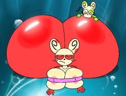 1boy1girl bored bored_expression delly_(psych) female huge_breasts hyper_ass laying_down male psych revealing_clothes shiny_ass shiny_breasts squished_breasts sucking_ass