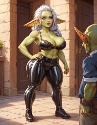 1girls ai_generated female full_body goblin goblin_art goblin_female green_skin jaina_proudmoore latex murzy warcraft world_of_warcraft