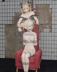 3d blindfold bondage bound bound_arms bound_legs chair crossover dead_or_alive females_only gag gagged himiko_toga lezdom marie_rose my_hero_academia nude nude_female tape_blindfold tape_bondage tape_gag warpkiller