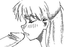 2d animated animated_gif asuka_langley_sohryu black_and_white fellatio female flipnote_studio fugasvbashnyu gif human licking male monochrome neon_genesis_evangelion oral penis straight straight_hair uncensored