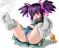 anus blush female marimo_(ankokumarimo) open_mouth panties purple_hair red_eyes underwear