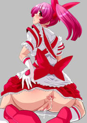 anus ass cum female gloves marimo_(ankokumarimo) pink_hair pussy red_eyes shoes