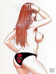 2011 breasts female female_only human long_hair marvel mary_jane_watson sean_patty side_view solo spider-man_(series) standing straight_hair tagme topless