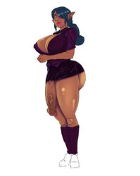 1futa areola areola_slip ass blue_hair breasts brown_skin cleavage dark_skin earrings elf erect_nipples eyewear flaccid foreskin futa_only futanari hair huge_areolae huge_ass huge_breasts huge_cock hyper hyper_penis intersex large_areolae large_nipples lips long_hair looking_away nikuyoku penis pink_eyes pointy_ears ponytail pose solo thick_lips thick_thighs thighs tied_hair tight_clothes veiny veiny_penis white_background