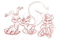 anthro anus babs_bunny female fifi_la_fume ishoka lagomorph looking_at_viewer nude pinup presenting pussy rabbit rat rhubella_rat rodent skunk tiny_toon_adventures uncensored warner_brothers young