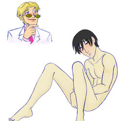 black_hair blonde_hair darker_than_black gay hei male november_11 nude suit sunglasses tagme