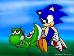 2011 blue_fur crossover furry hedgehog male_only mammal mario_(series) nintendo sonic_(series) sonic_the_hedgehog whore_o._matic yoshi