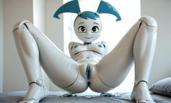 ai_generated bedroom breasts female jenny_wakeman lying_on_back my_life_as_a_teenage_robot small_breasts